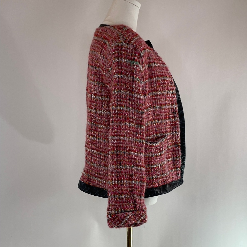 English Factory Faux Leather Trim Tweed Jacket, M - Picture 6 of 8